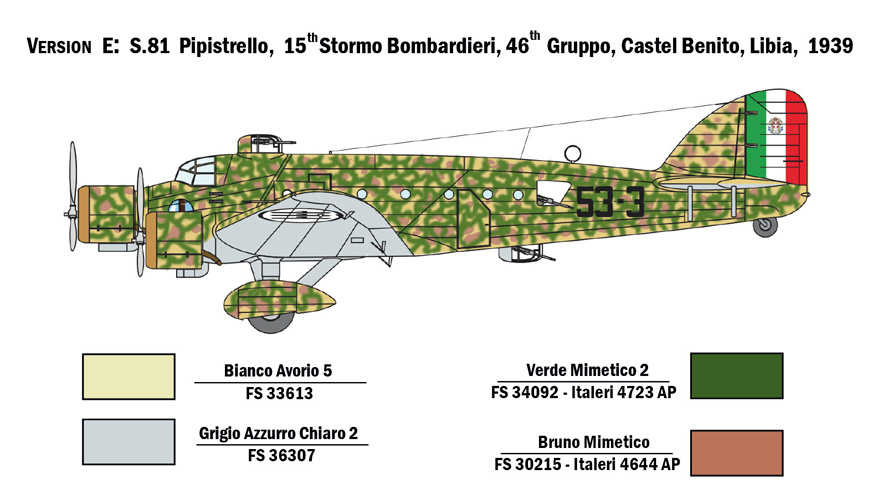 Italeri Sm.81 Pipistrello 1//72 Aircraft Kit 1388