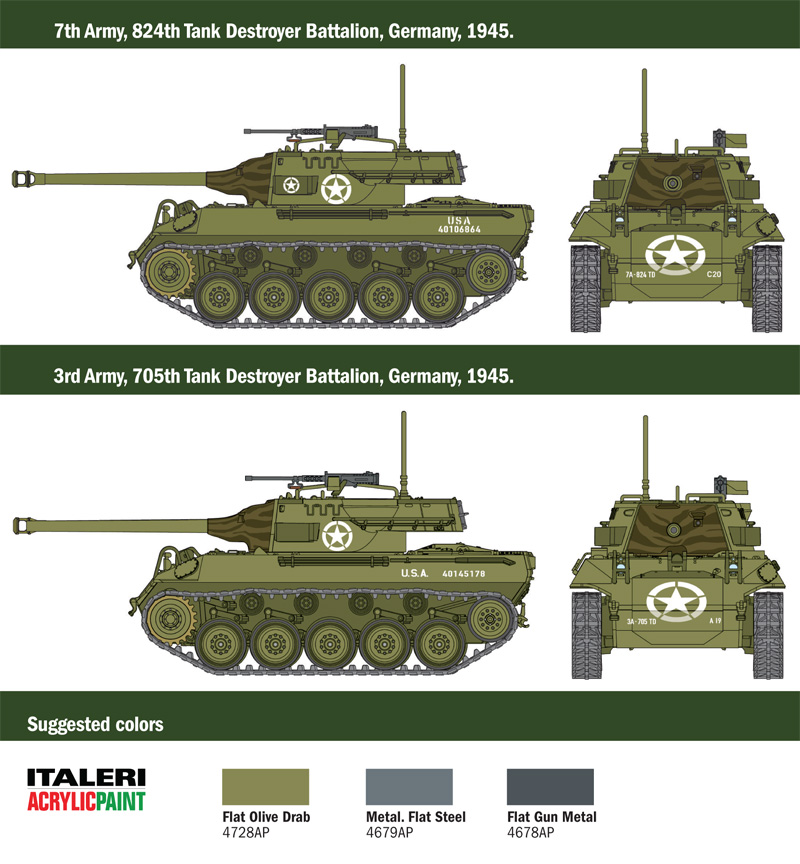 M18 Hellcat Tank 1:56 Plastic Model Kit ITALERI