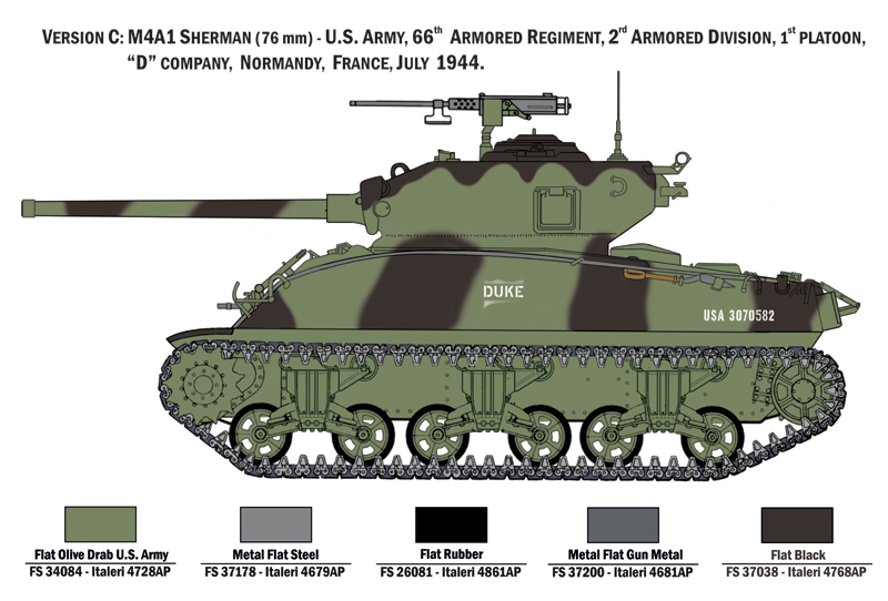 W Sherman Tank 7th Armored Brigade #36249 76 Easy Model 1/72 U.S Army M4A1 