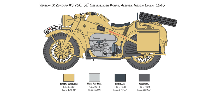 Peddinghaus 1/16 Zundapp KS 750 German Military Motorcycle Markings WWII 3617 