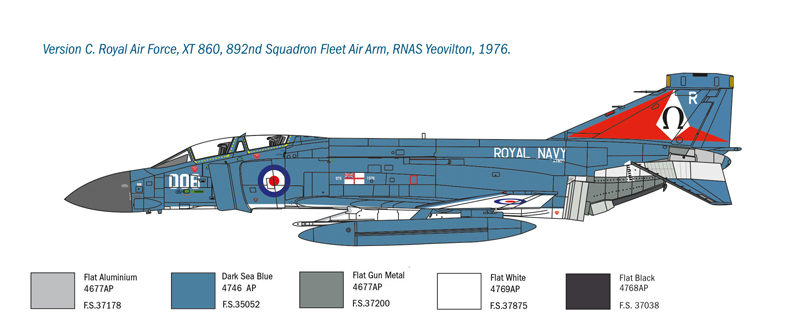 3 Décos ITALERI 1/72 PLASTIC KIT F-4M PHANTOM FG.1 RAF 