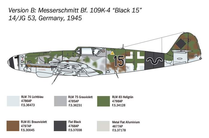 Italeri 1//48 Messerschmitt Bf-109K-4 # 2805.