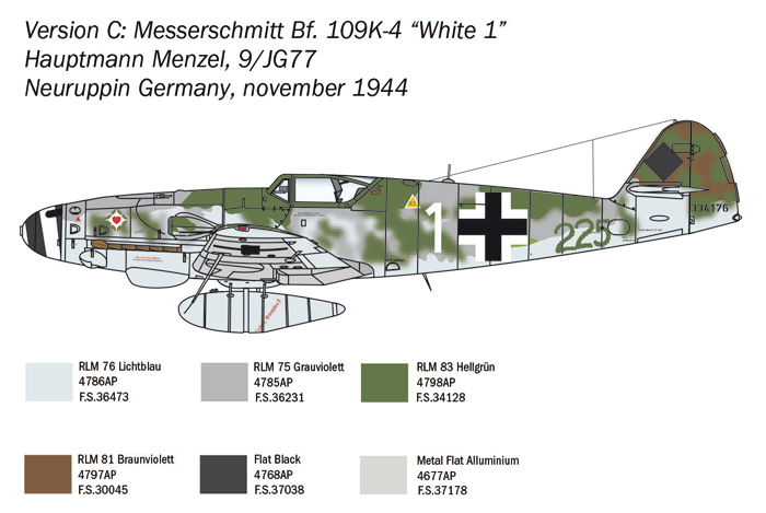 Italeri 1//48 Messerschmitt Bf-109K-4 # 2805.
